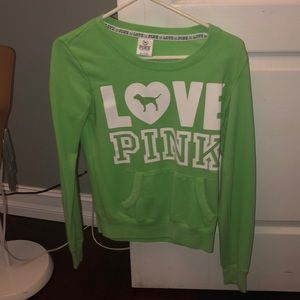 Green and white pink sweater